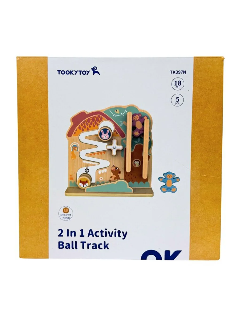 Tooky Toy 2-in-1 Wooden Activity Ball Track Maze Montessori Toddler Toy